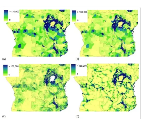 Figure 1 Population distribution for the southeast United States as mapped by three different datasets