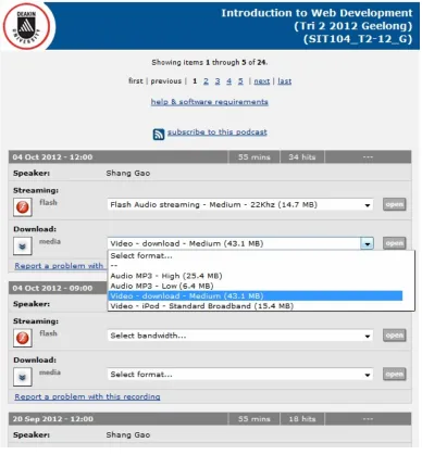 Figure 5. Screenshot of iLecture recordings.