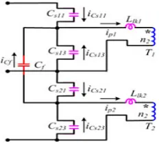 Fig. 6. ZVS equivalent circuit of leading switches during dead time  