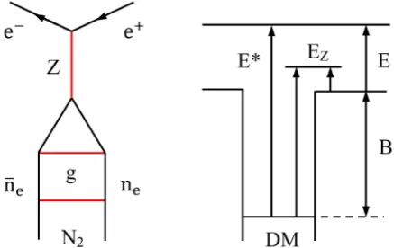 Figure 10. The positron excess, detected by AMS-02, could result from fission of DM particles, creating an N2 boson of energy E* inside the compound particle