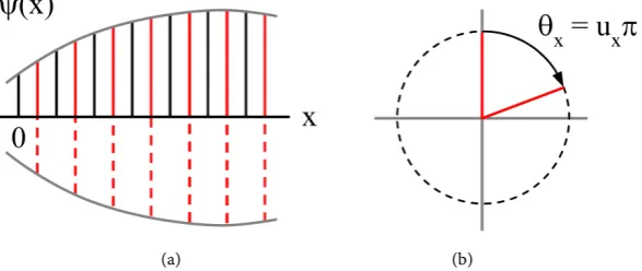 Figure 1. (a) STQ yields a degree of freedom for determines the sign-function, which modulates ψ( )x, since its sign can be the same on the in-tercalated lattice than on the normal lattice, but also opposite