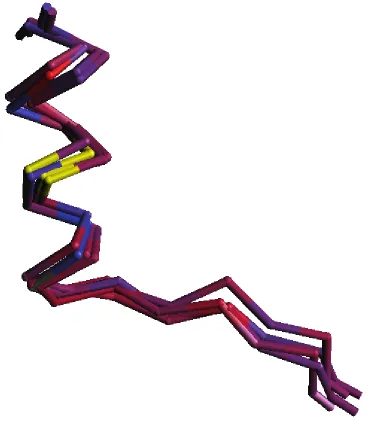 Figure 2.2: An example of a shift error added to a segment of a LAGLIDADG alignment. Avertical column in the sequence alignment was selected which highlights the correspondingresidues in yellow in the Structure Viewer