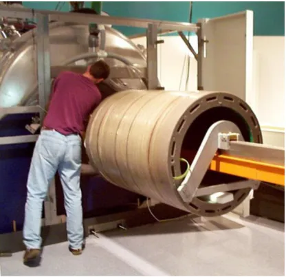 Figure 1.3. A whole-body gradient set after removal from a superconducting MR system. The gradients are immersed in epoxy to prevent the wires from shifting due to Lorentz forces while being pulsed for imaging