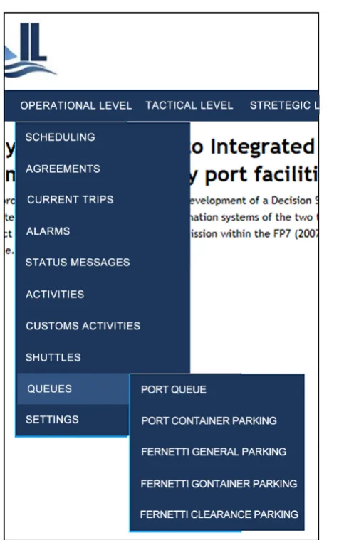 Figure 3. The UI options for the operational level of the web platform. 