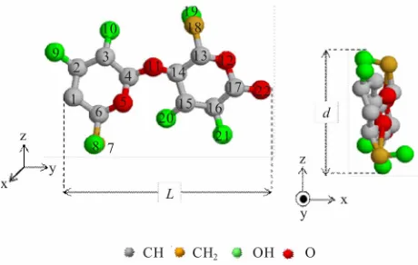 Figure 2. United-Atom (UA) model for cellulose molecule.
