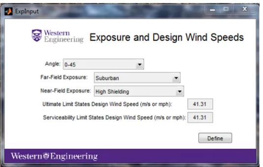 Figure 3.11: Exposure and Design Wind Speed Input 