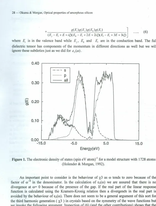 Figure 1. The electronic density of states (spin eV atom)" for a model structure with 1728 atoms
