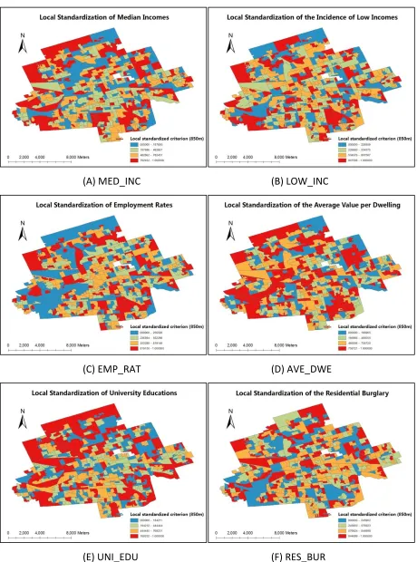 Figure 4-4 Local Standardized Criterion Maps Based on 850m Distance