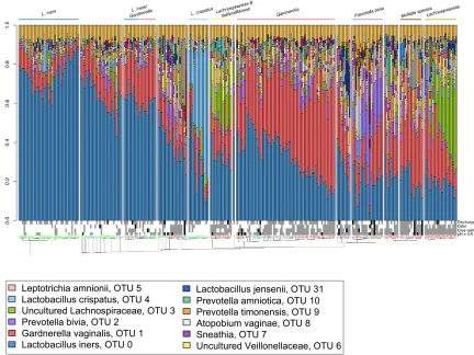 Figure 1-1. The V6-sequenced vaginal bacterial profiles of 272 samples from 132 women