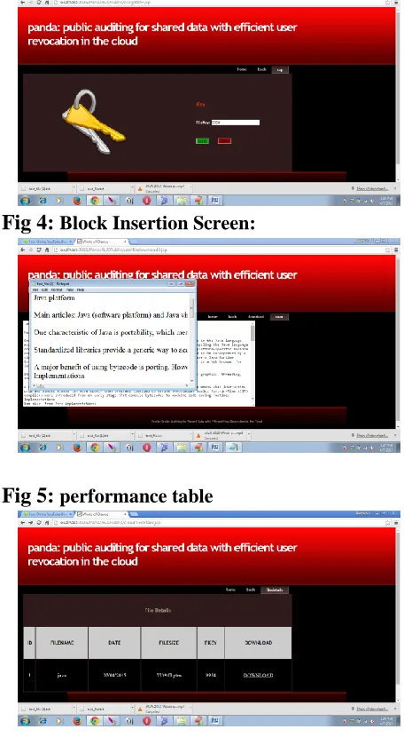 Fig 4: Block Insertion Screen: 