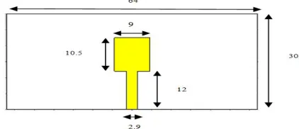Fig. 1 UWB antenna with dimensions in mm (front view) 