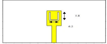 Fig. 3 UWB antenna having slot with dimension in mm 