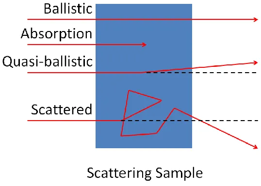 Figure 1-2: Possible photon paths through a scattering sample 