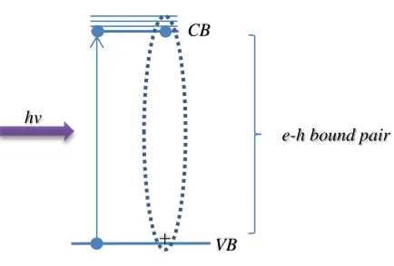 Figure 3: Electron-hole bound pair.  This bound state can exist until such time as 