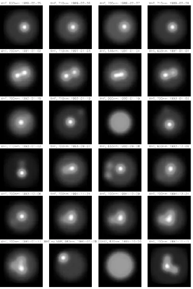 Figure 6: WHT and COAST near-infrared interferometric observations of Betelgeuse compiled from published data of spot positions and intensities 