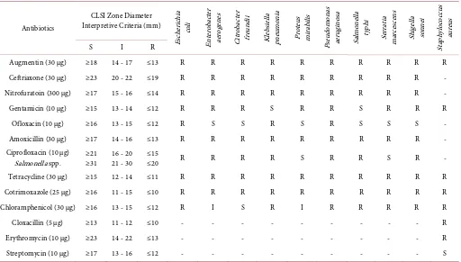 Table 1. Antibiotic susceptibility pattern of selected multidrug resistant bacterial isolates 