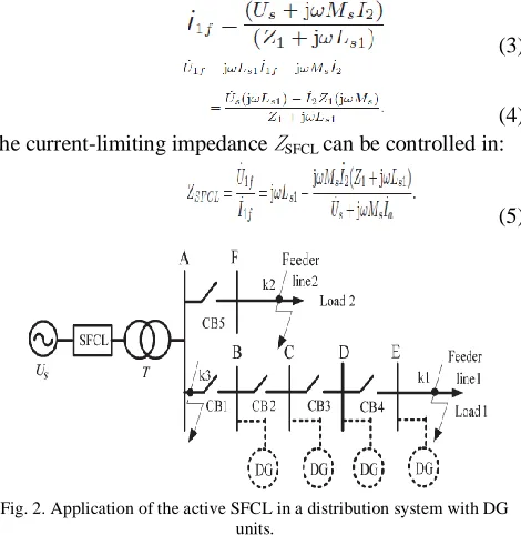 Fig. 2. Application of the active SFCL in a distribution system with DG  units. 