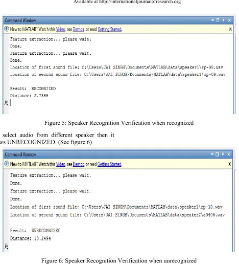Figure 5: Speaker Recognition Verification when recognized 