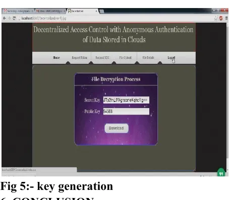 Fig 5:- key generation  