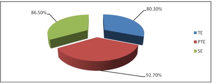 Figure: 1.4 Output Oriented Efficiency Measures of Banking Industry (1991-2008) 