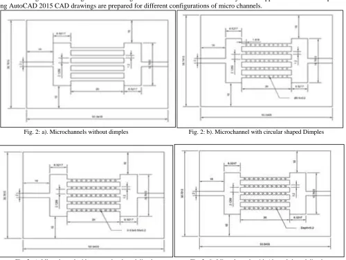Fig. 2: c). Microchannel with rectangular shaped dimples                   Fig. 2: d)
