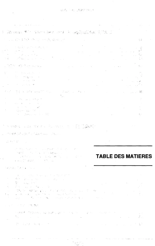 TABLE DES MATIERES 