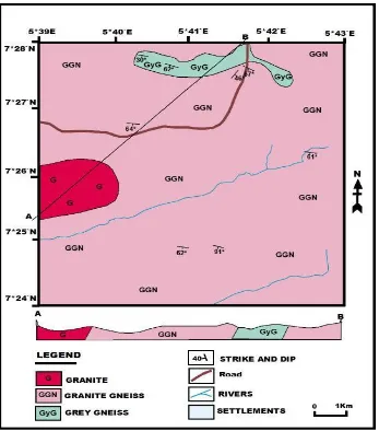 Figure 2. Geological map of Supare Akoko  