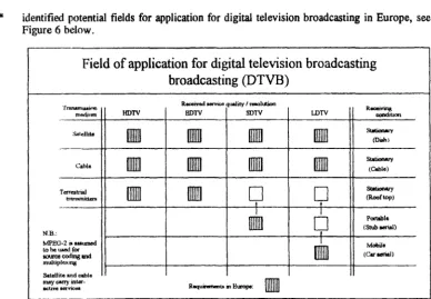 Figure 6: Field of application for digital television hroadca~ting (Analysis of the Working Group on Digital Television Broadcasting) 