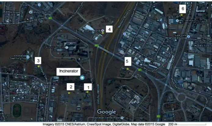 Table 1. The six selected sampling sites and their geographical characteristics. 