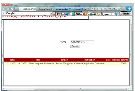 Fig. 8 : Querying the unified data source based on book ISBN