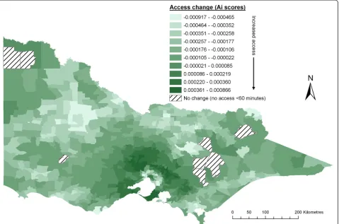 Table 3 Resultant change of access scores with the addition of two different variable catchment size functions, bypopulation size