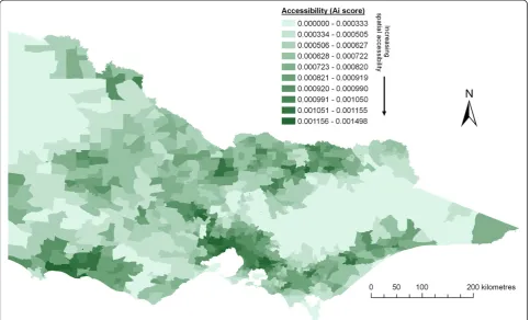 Figure 3 Results from applying the crude 2SFCA method across all of Victoria.