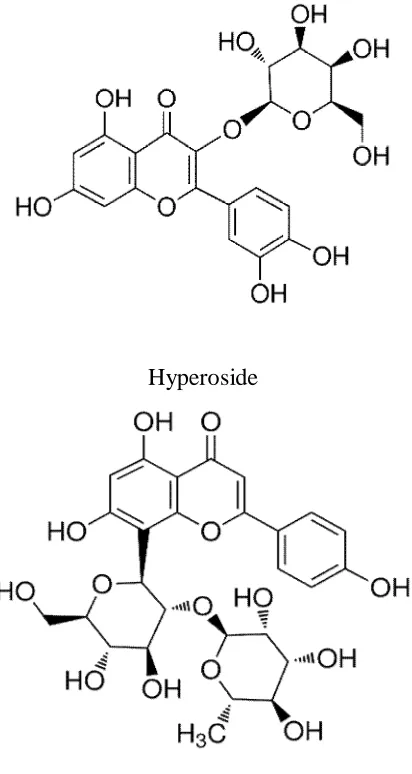 Figure 1: Chemical structure of hyperoside and vitexin-2″-O-rhamnoside. 