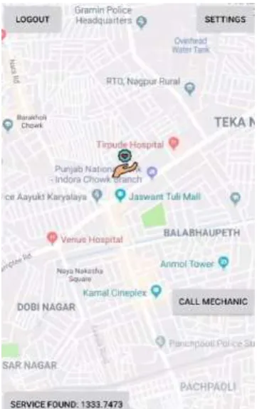 Fig 7.5 :  Map activity when service found successfully. 