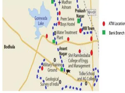 Fig 1. GIS Point data showing Location of ATM & Bank branch 