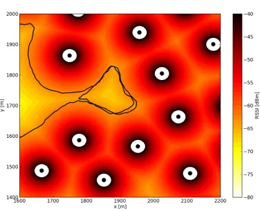 Figure 2: A situation is shown where the robot got stuck in a narrow cavity between severalnodes forming some kind of cavity inside of the network
