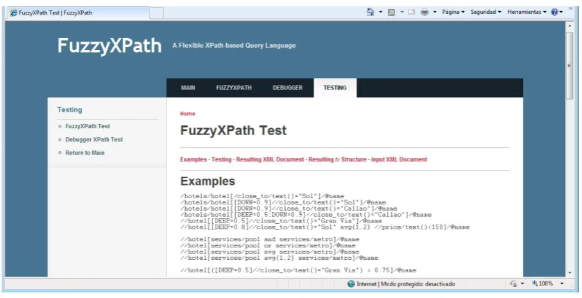 Figure 8: An on-line session with the FuzzyXPath application developed with FLOPER