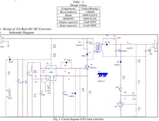 Fig. 3: Circuit diagram of Fly back converter 