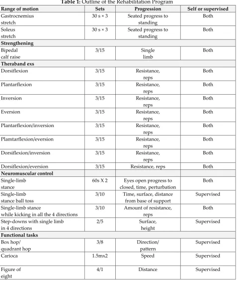 Table 1: Outline of the Rehabilitation Program 