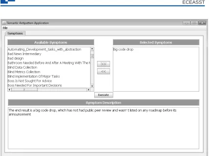 Figure 3: Selecting a set of symptoms that exist in a software project using SPARSE.