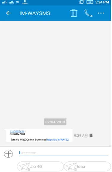 Figure 7: Screenshot of E-mail alert on Internet browser 