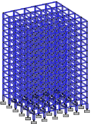 Figure 3.1:  LWC RCC structure framed in Staad.Pro  