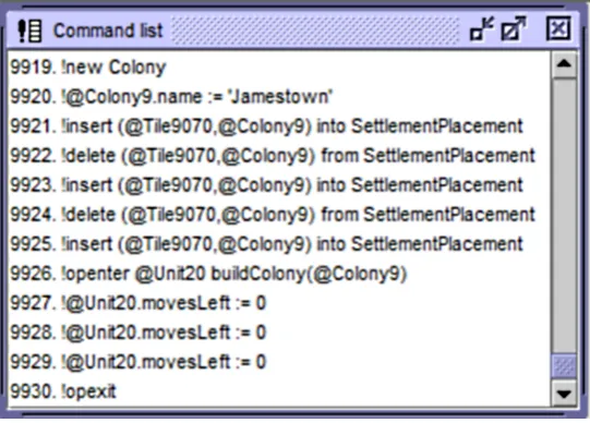 Figure 7: Monitored commands of buildColony()