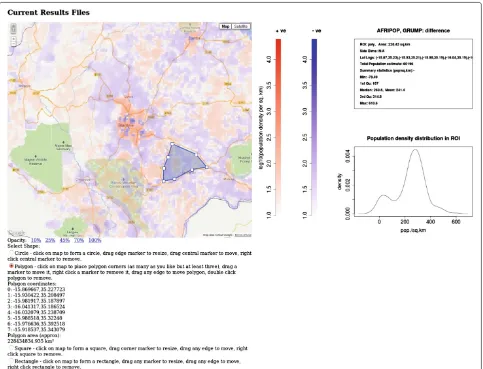 Figure 6 Malawi population density example application. Screenshot of part of the web page of the Malawi population density exampleapplication http://sysbio.mrc-bsu.cam.ac.uk/click dynmap example