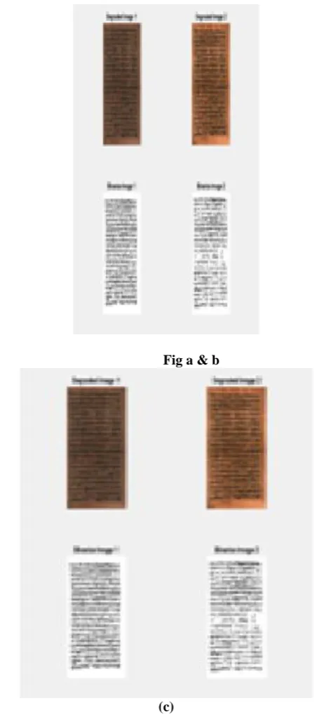 Fig 1: Degraded document image examples (a), (b), (c). (c) Is taken from Bickley diary dataset 