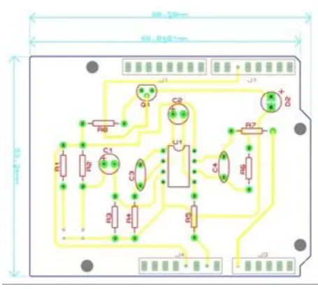 Figure 2. Circuit board for the intelligent device for measuring the heart rate 