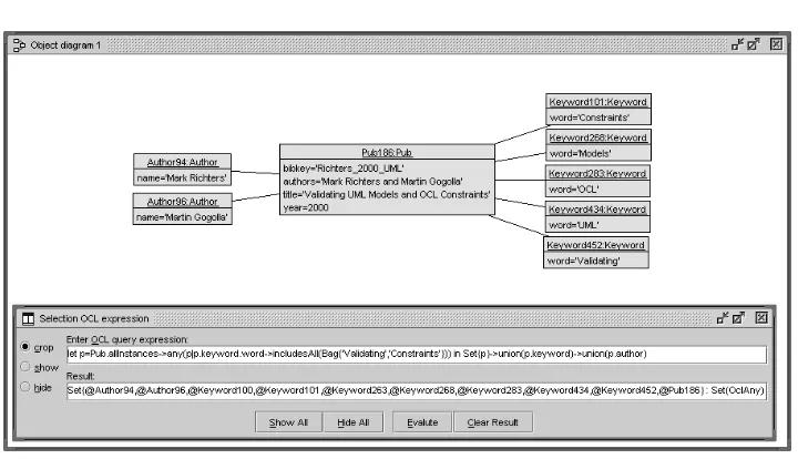 Figure 5: BibTeX Scenario: Selection with OCL expression