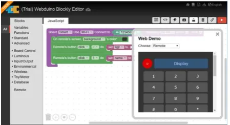 Fig. 1. Example of the Webduino Blockly online editor. 