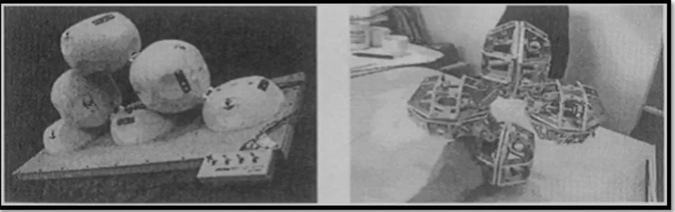 Fig.  1: The first and the final hardware prototype of the ATRON modules. 