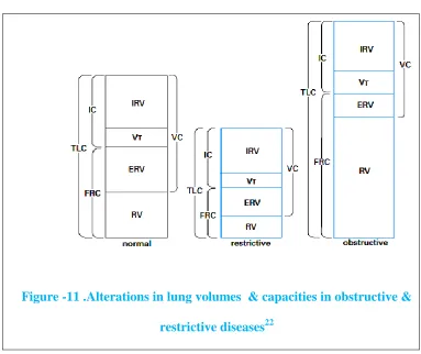 Figure -11 .Alterations in lung volumes  & capacities in obstructive &                   
